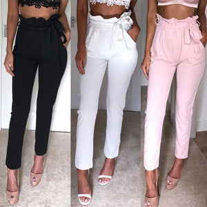 Fashion High Waist Pencil Pants Women Casual Elegant Pockets Pants Female Solid skinny