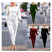 Load image into Gallery viewer, Lossky Women Set knitted suit 2019 Casual Track Suit O-neck Long Sleeve solid