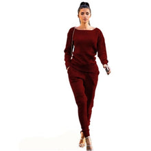 Load image into Gallery viewer, Lossky Women Set knitted suit 2019 Casual Track Suit O-neck Long Sleeve solid