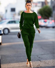 Load image into Gallery viewer, Lossky Women Set knitted suit 2019 Casual Track Suit O-neck Long Sleeve solid