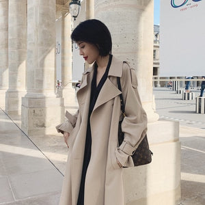 2019 New Spring Long Trench coat women Fashion Double Breasted Belt High quality