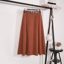 Load image into Gallery viewer, Autumn Winter Suede Velvet Women Skirt Female Midi Long Elegant Skirt Empire A-line Pleated Skirt