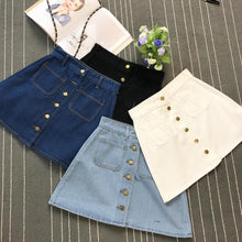 Load image into Gallery viewer, On sale 2019 summer Womens ladies A-line Jeans short Skirt Button High Waist Denim pockets