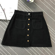 Load image into Gallery viewer, On sale 2019 summer Womens ladies A-line Jeans short Skirt Button High Waist Denim pockets