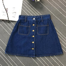 Load image into Gallery viewer, On sale 2019 summer Womens ladies A-line Jeans short Skirt Button High Waist Denim pockets