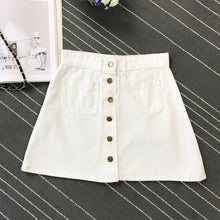 Load image into Gallery viewer, On sale 2019 summer Womens ladies A-line Jeans short Skirt Button High Waist Denim pockets