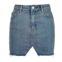 Load image into Gallery viewer, Women Black Blue Solid Casual High Waist Pencil Denim Skirts Summer High Street Pockets