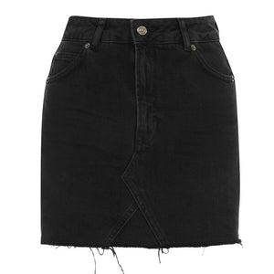 Women Black Blue Solid Casual High Waist Pencil Denim Skirts Summer High Street Pockets