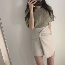 Load image into Gallery viewer, Solid Cross-criss High waist Bodycon Women skirt Female Irregular Pencil Mini Skirt Sexy Streetwear