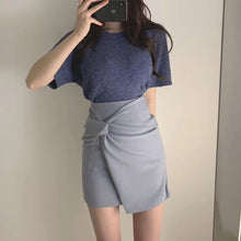 Load image into Gallery viewer, Solid Cross-criss High waist Bodycon Women skirt Female Irregular Pencil Mini Skirt Sexy Streetwear