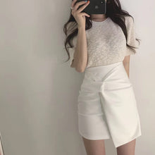 Load image into Gallery viewer, Solid Cross-criss High waist Bodycon Women skirt Female Irregular Pencil Mini Skirt Sexy Streetwear